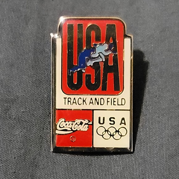 Vtg 1992 Coca-Cola Barcelona Olympics USA Track and Field Team Lapel Pin - Picture 1 of 3